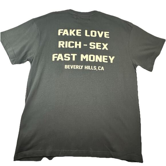 Homie + Femme Men’s Charcoal Grey Beverly Hills T-shirt Large “Fake Love..” NWOT - Picture 3 of 5